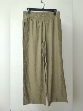 Women's Old Navy Olive Wide-Leg Linen-Blend Pants